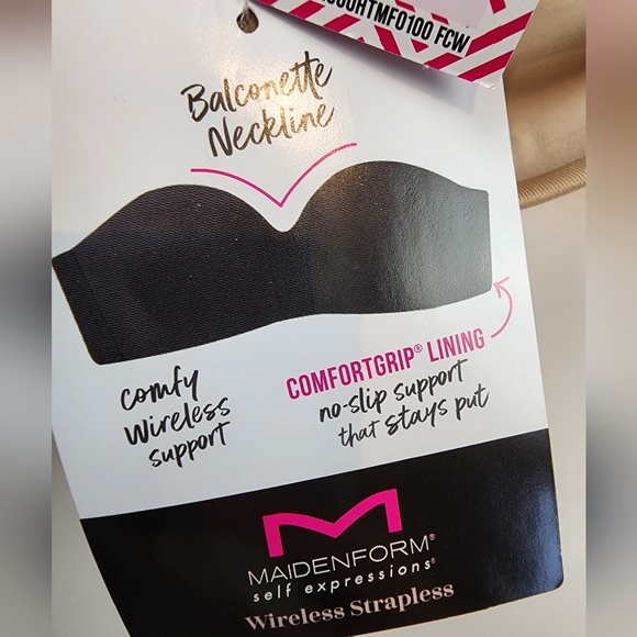 New Maidenform Wireless Strapless Bra Stay-Put Comfort Grip Lining NWT Size 34D - Picture 5 of 11